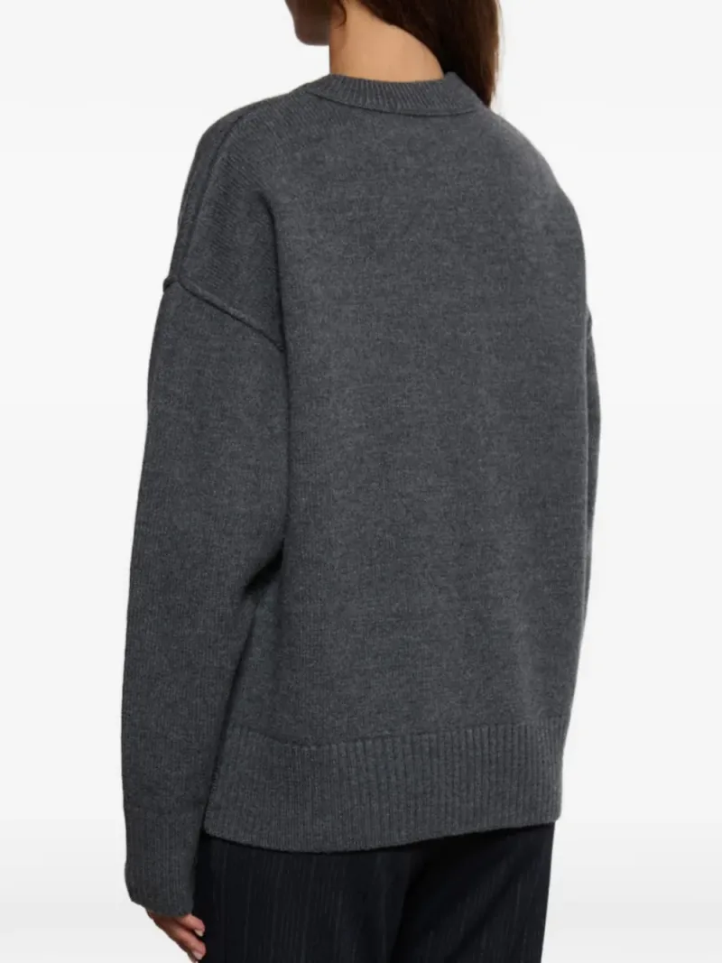 Ami Paris — Grey crewneck wool sweater with Ami de Coeur — Photo 3 of 3