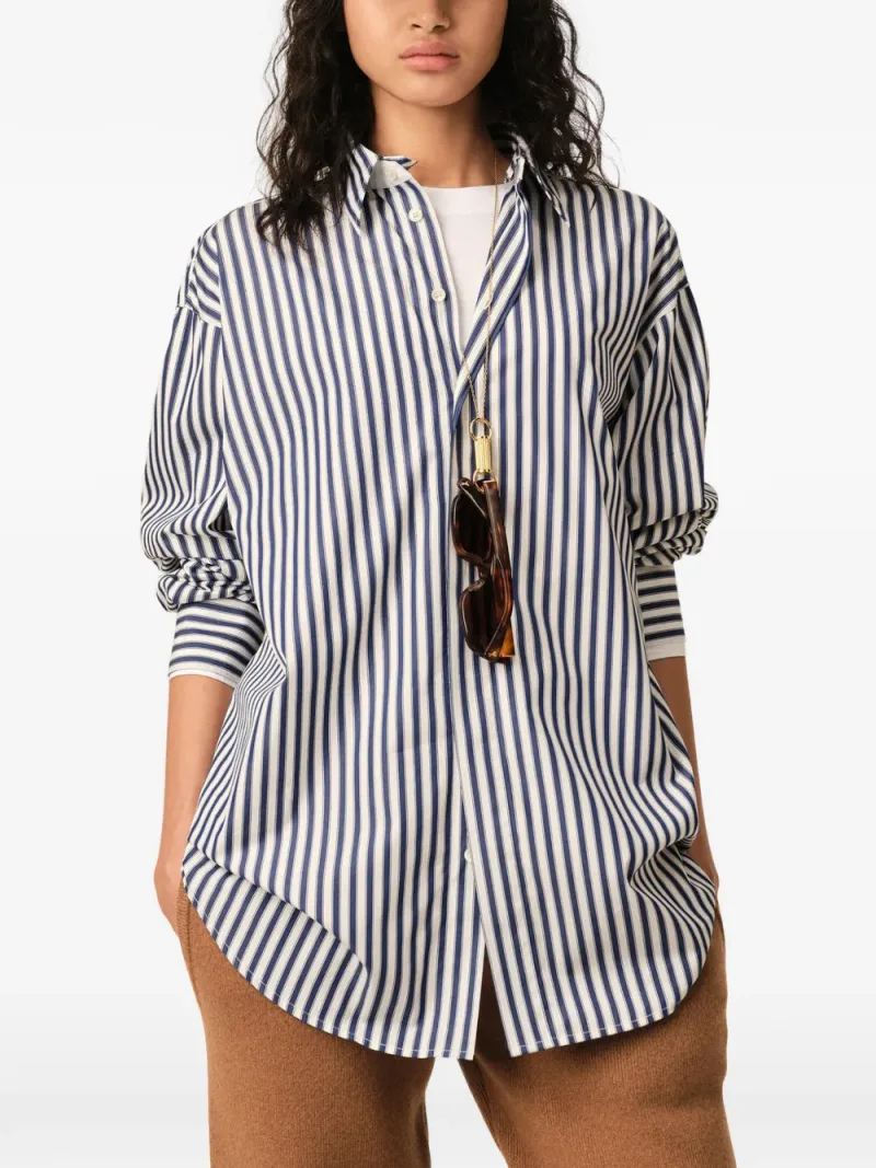 Ami Paris — Large striped cotton shirt with removable collar — Photo 4 of 5